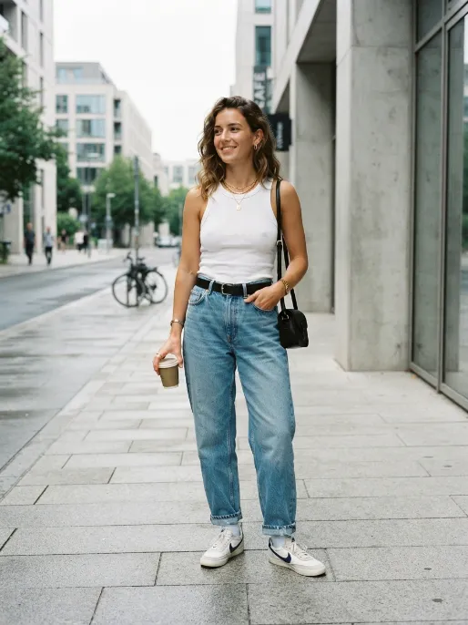 Baggy jeans with a fitted tank