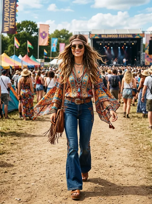Bell sleeve top with flare pants
