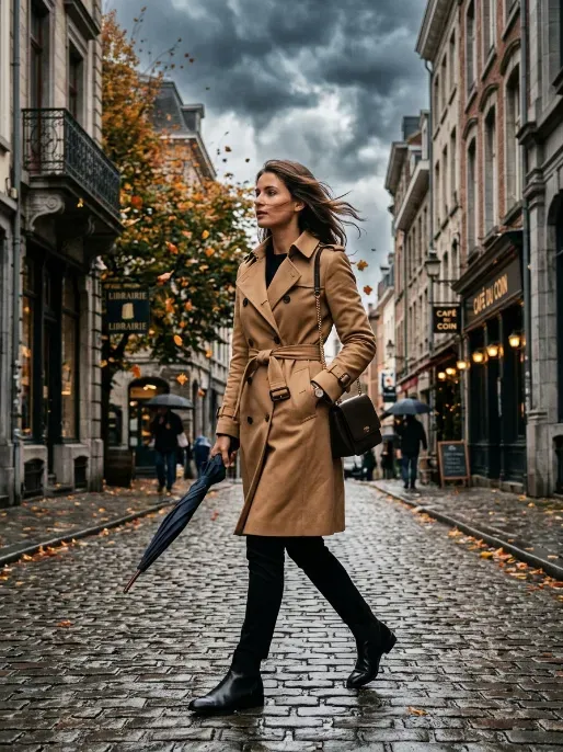 Belted trench coat