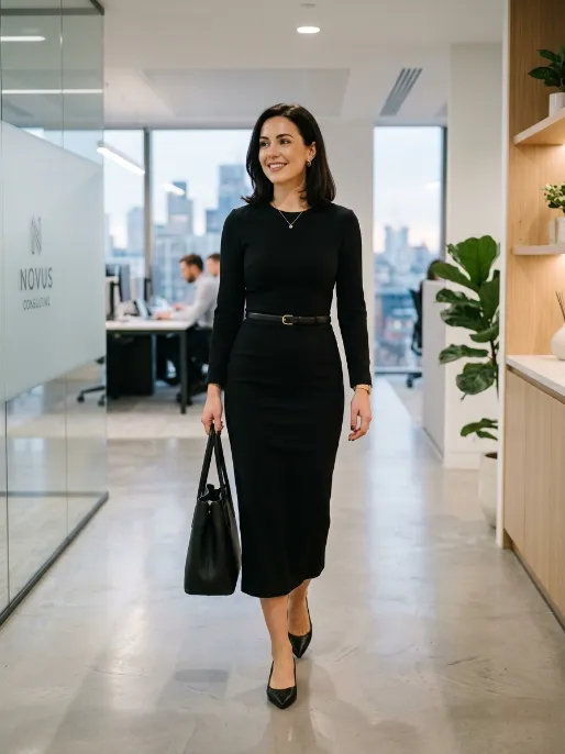 Belted waist and pointed flats