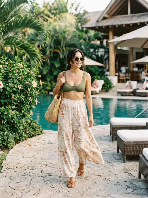 Bikini top with high waisted palazzo pants