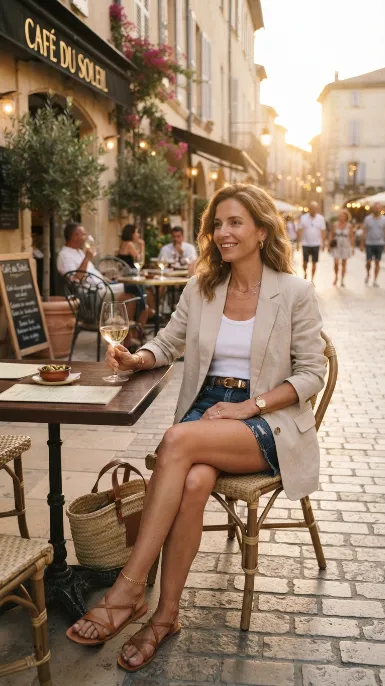 Blazer over a basic tank top