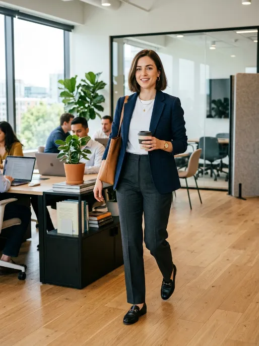 Blazer over t shirt with trousers