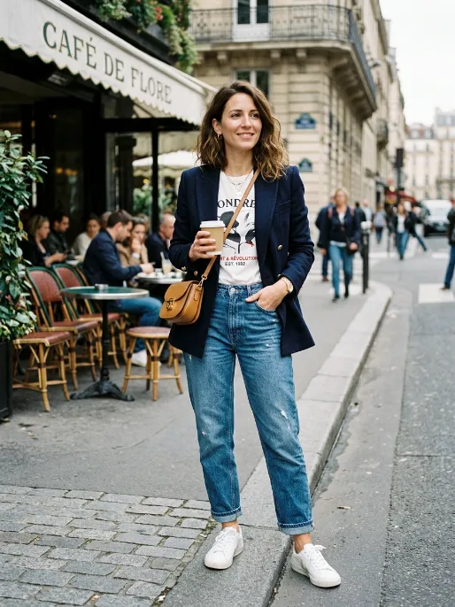 Blazer over a graphic tee 1