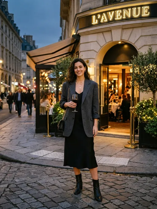 Blazer over a slip dress