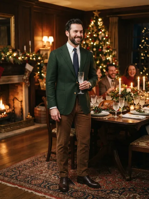Blazer with corduroy trousers