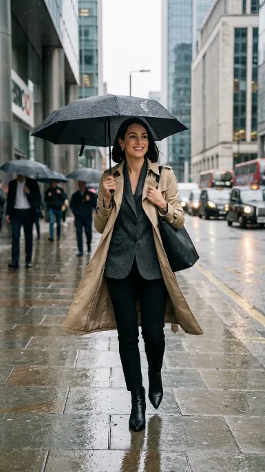 Blazer with waterproof trench underneath