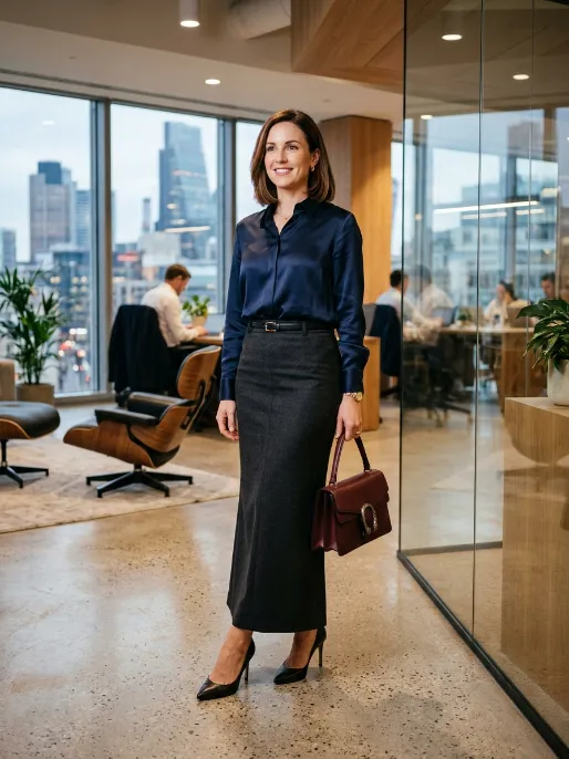 Blouse tucked in with a belt