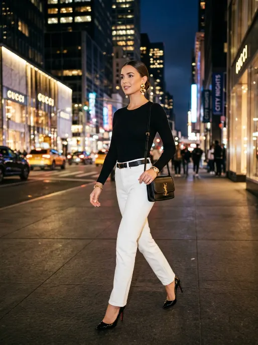 Bodysuit and white jeans