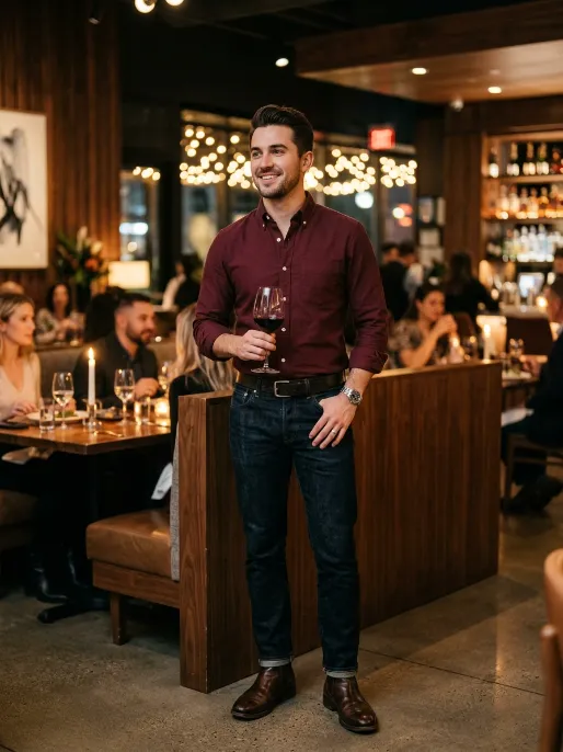 Burgundy button down shirt
