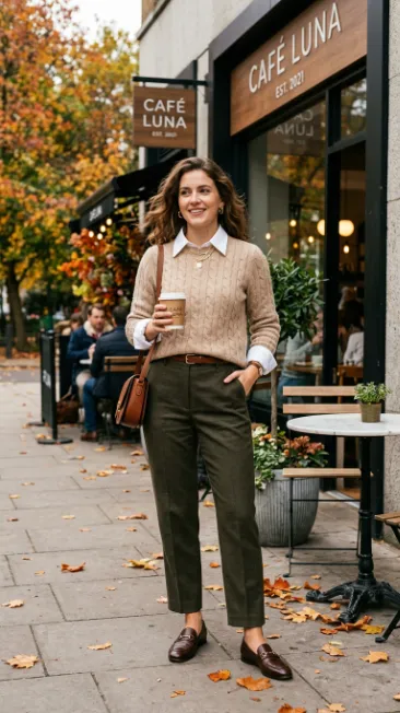 Button down shirt under a sweater