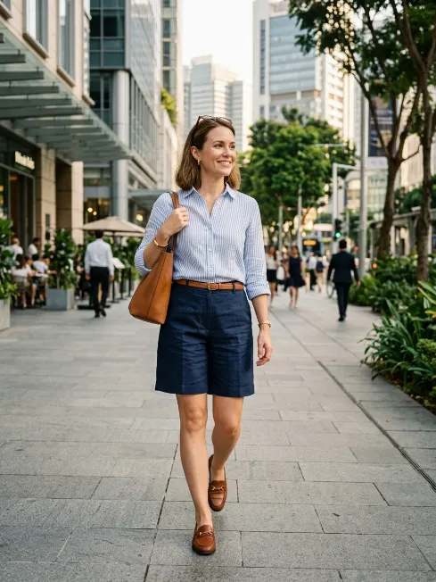 Button down shirt with tailored shortsbutton down shirt with tailored shorts