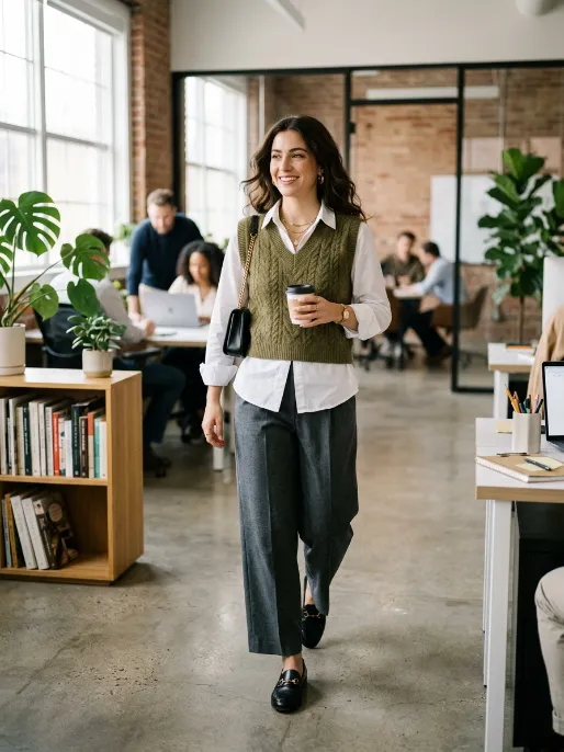 Button down with sweater vest