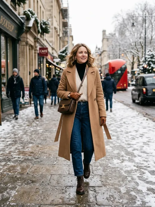 Cardigan under a wool coat
