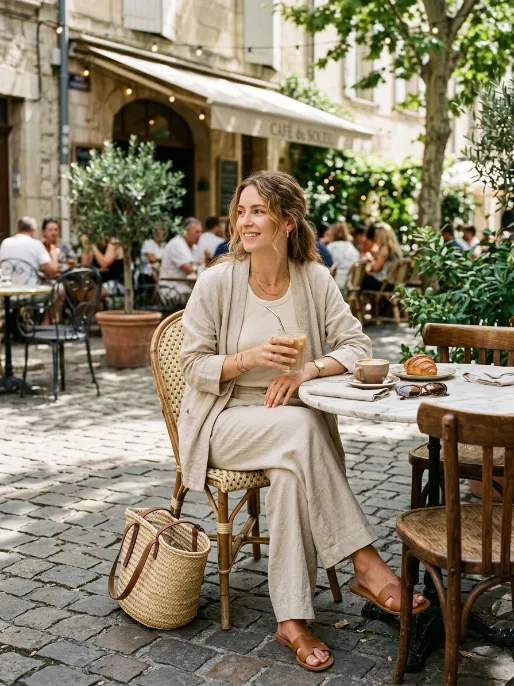 Cardigan with linen pants