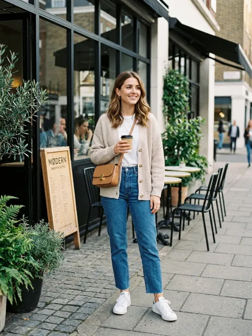 Cardigan with straight leg jeans
