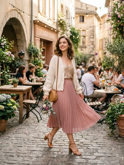 Cardigan and midi skirt combo