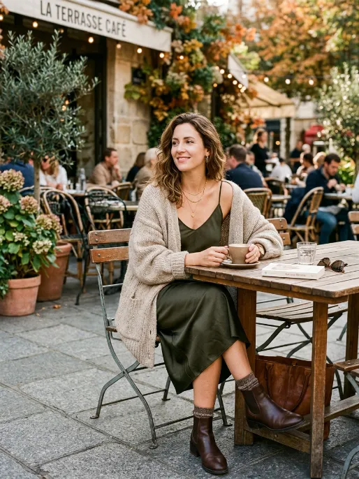 Cardigan and slip dress