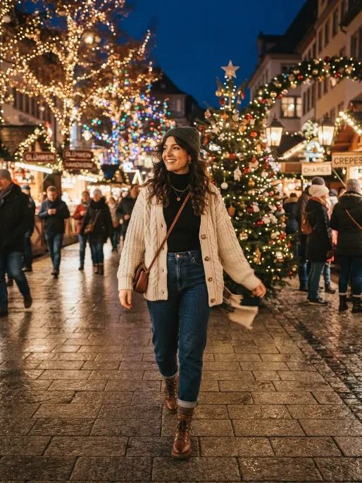 Cardigan with turtleneck layering