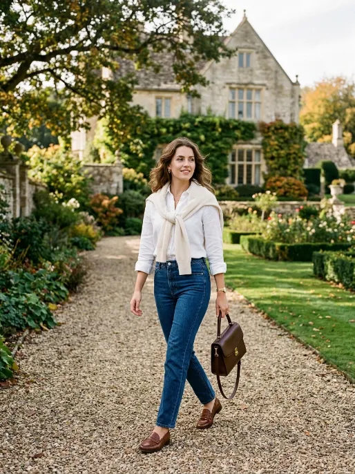 Cashmere sweater draped over shoulders