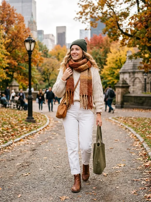 Chunky scarf and ankle boots