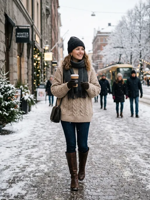 Chunky sweater and skinny jeans