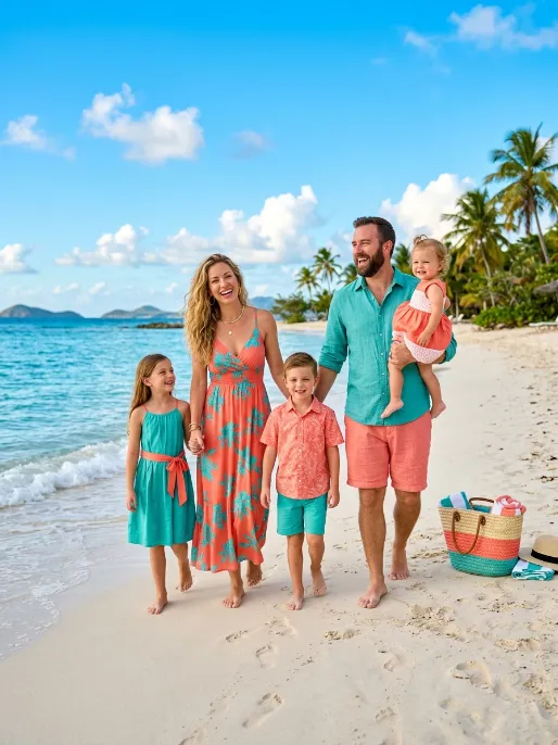 Coral and teal