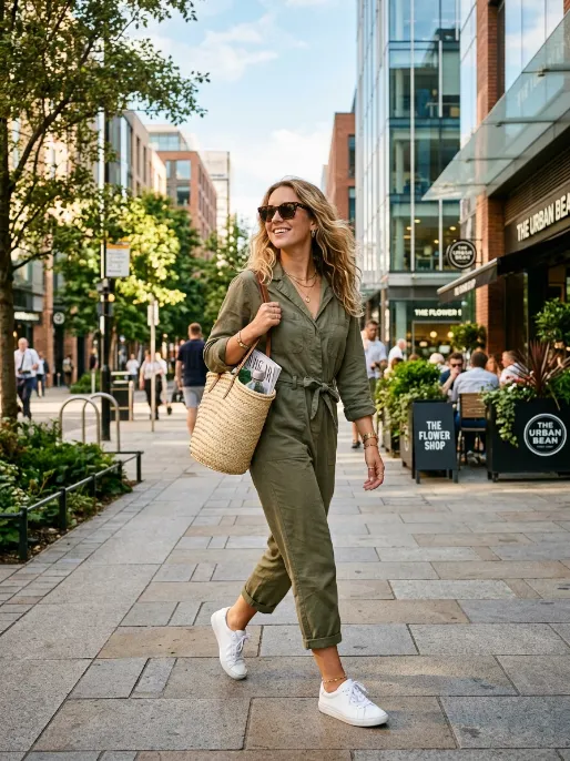 Cotton jumpsuit with sneakers