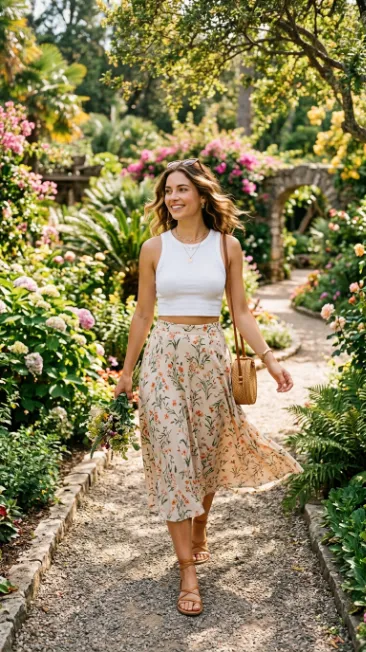 Cotton skirt with a fitted crop top