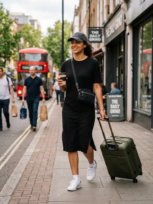 Crossbody bag and baseball cap