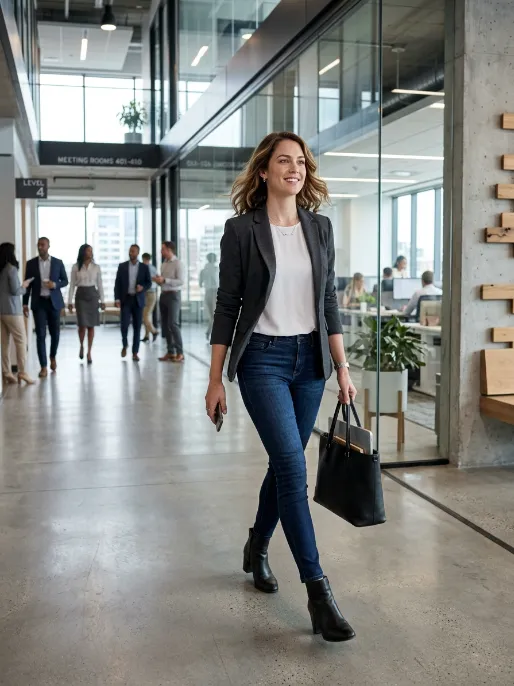 Dark denim with blazer