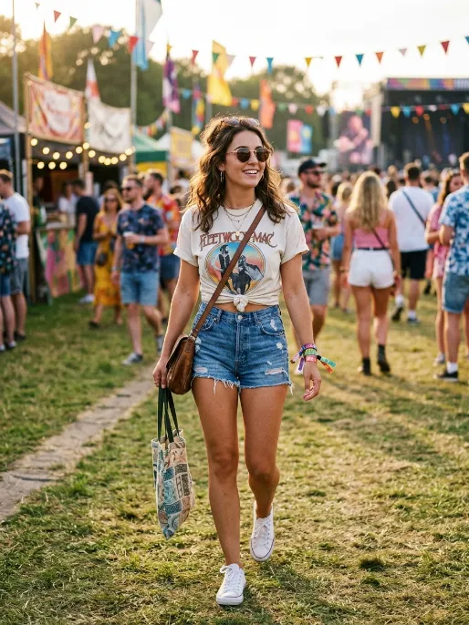 Denim cutoffs with a graphic tee