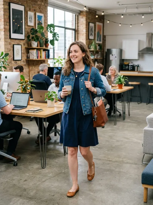 Denim jacket over dress