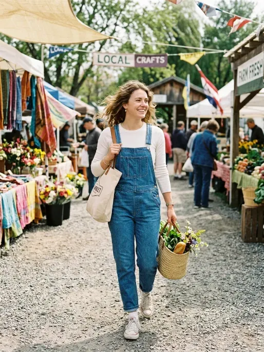 Denim overalls with a fitted top