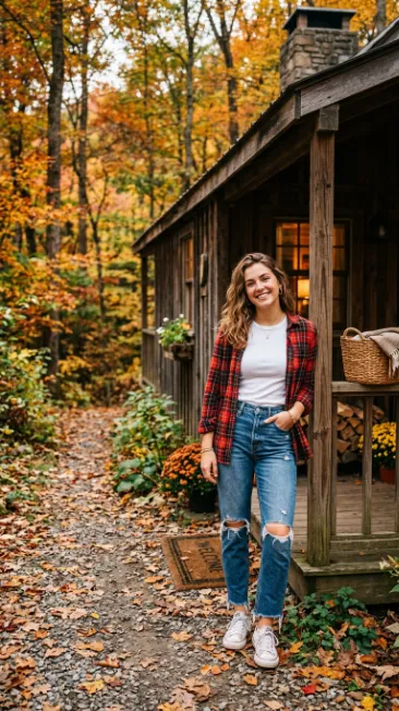 Flannel shirt over a plain tee