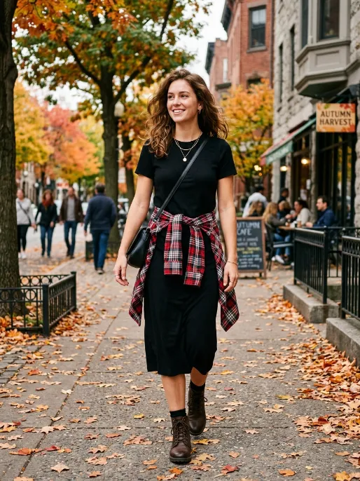 Flannel shirt tied at the waist 1