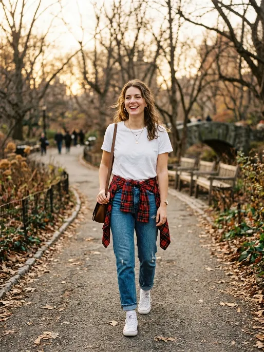Flannel shirt tied at the waist 2
