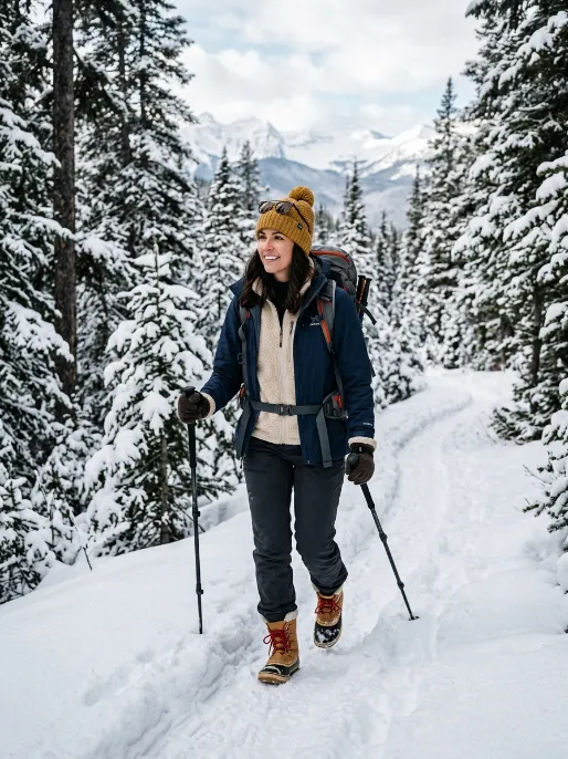 Fleece jacket layered under a shell coat