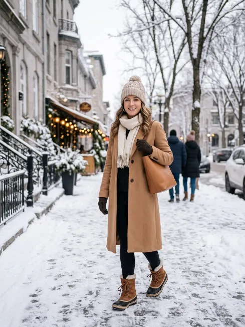Fleece Lined Leggings with a Long Coat