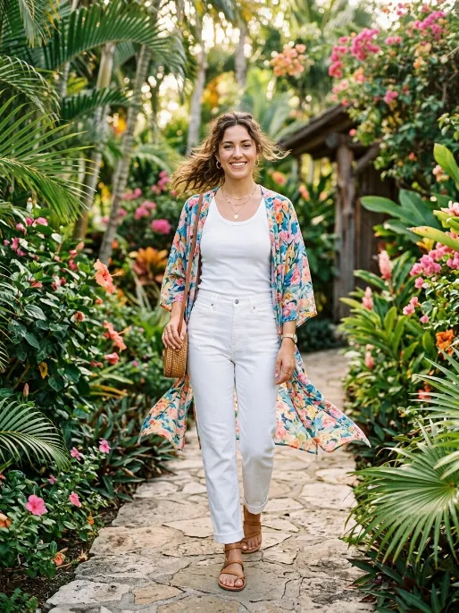 Floral kimono layer