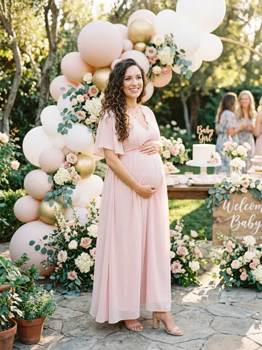 Flowy maxi dress in pastel tones