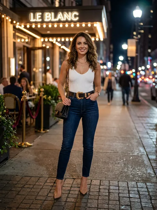 High waisted jeans with a bodysuit