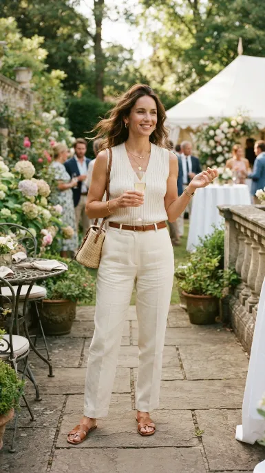 High waisted trousers with a fitted vest
