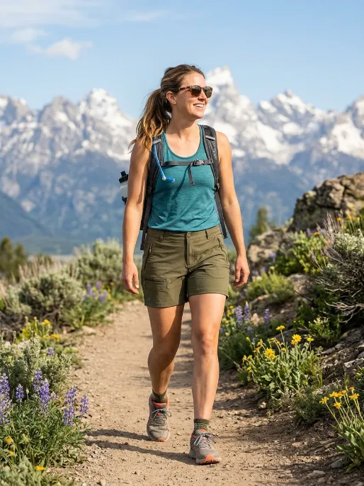 Hiking shorts and a breathable tank