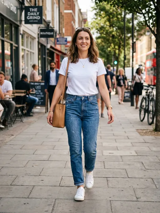 Jeans and a white t shirt