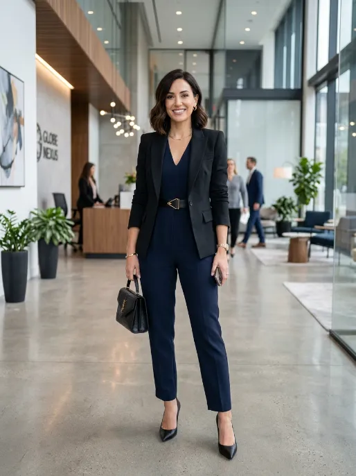Jumpsuit with a structured belt
