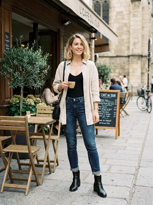 Layered over a bodysuit