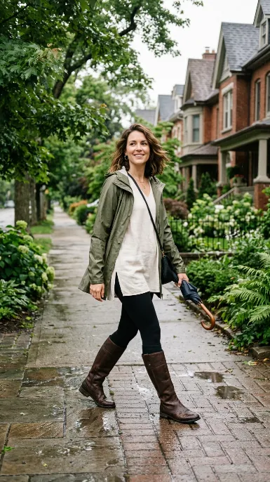 Layered tunic with leggings and boots