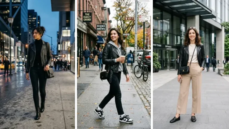 Leather jacket outfit ideas image
