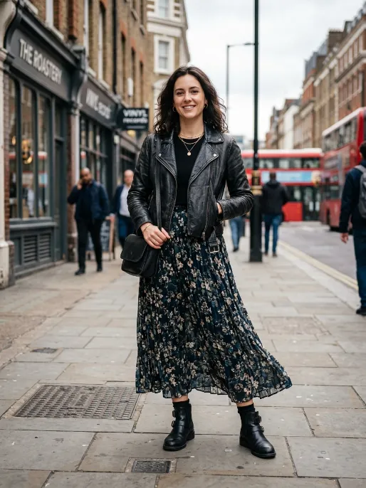 Leather jacket for an edgy contrast